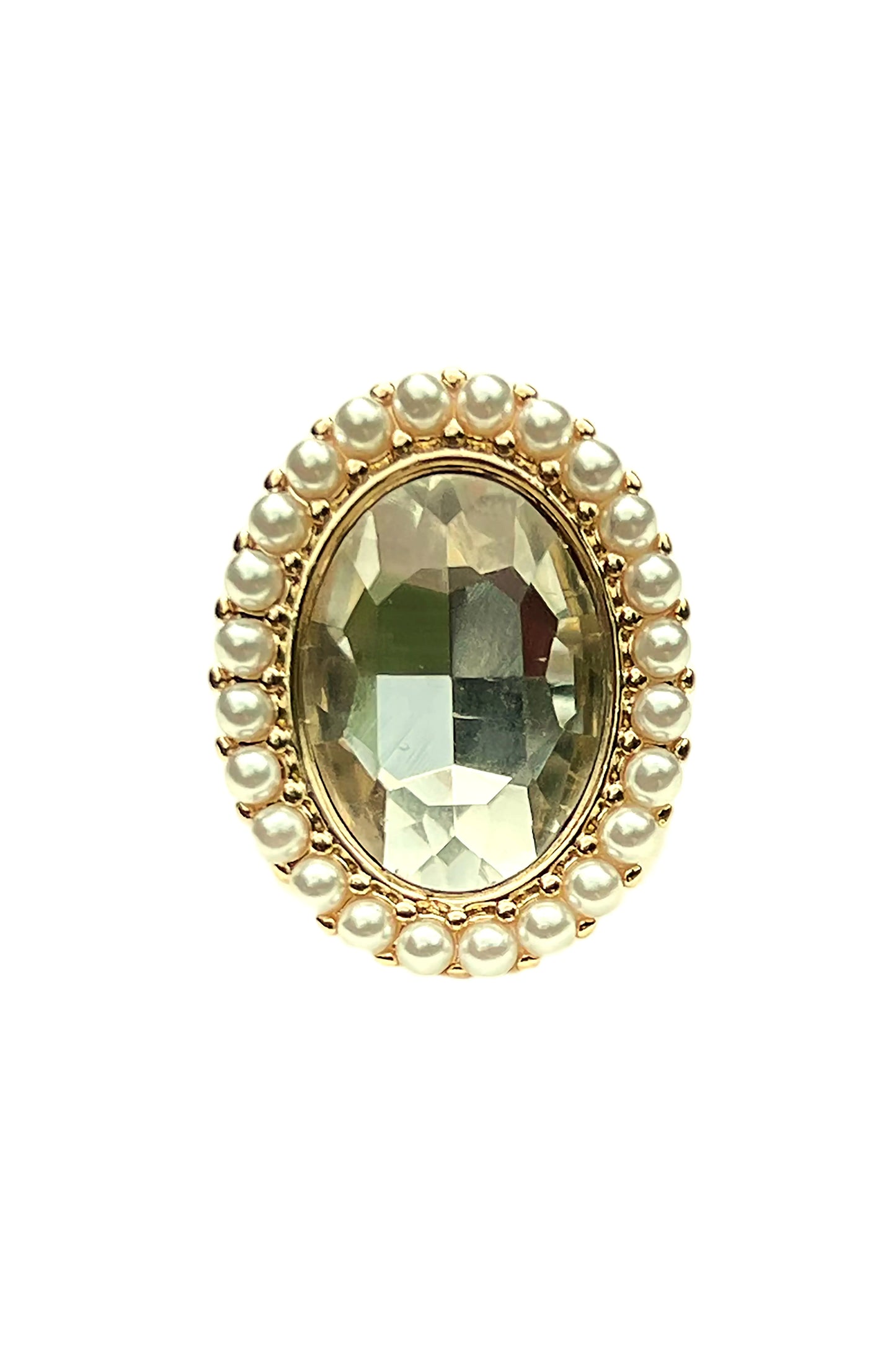 Vintage Inspired Crystal Glass Rhinestone Statement Cocktail Ring